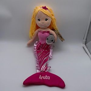 The Petting Zoo 17” Aruba Mermaid Holding  Dolphin Plush Stuffed Animal Doll